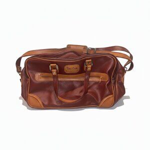 Vintage 1970s Pierre Cardin Maroon Travel Luggage Bag/Duffle Bag/Satchel